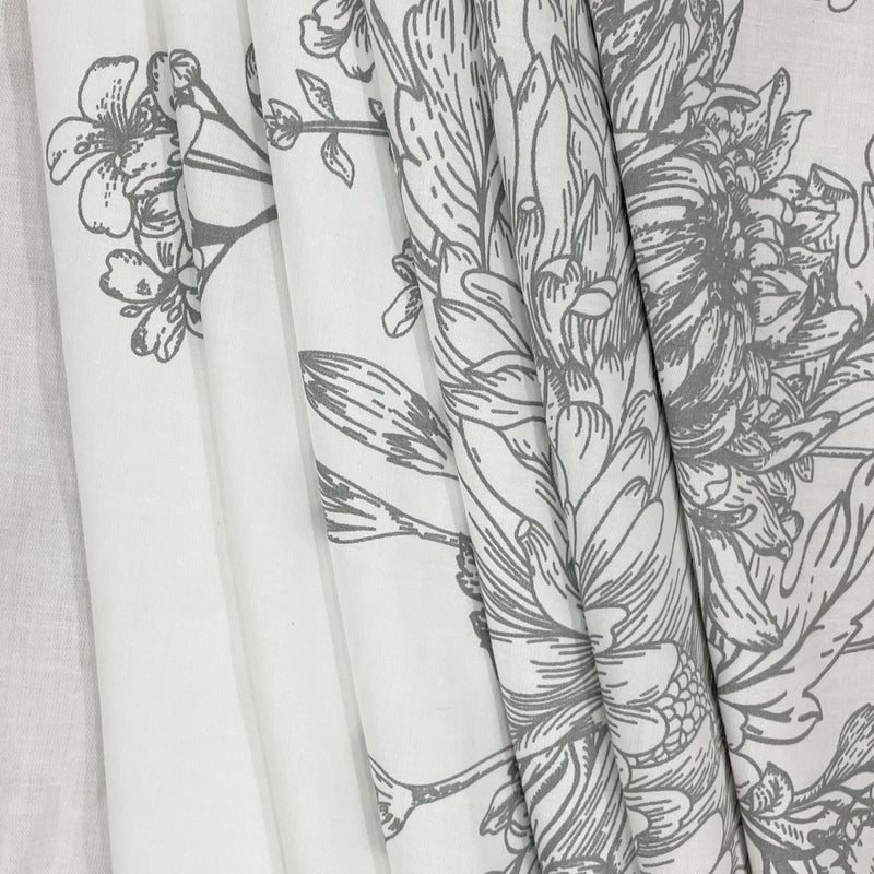 Swayam Zinnia Collection Premium Cotton 250 TC Floral Print Cotton Satin Double Bed Sheet with 2 Pillow Cover -White - Image 4