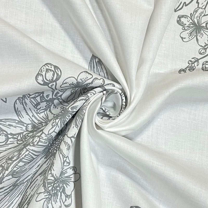 Swayam Zinnia Collection Premium Cotton 250 TC Floral Print Cotton Satin Double Bed Sheet with 2 Pillow Cover -White - Image 5