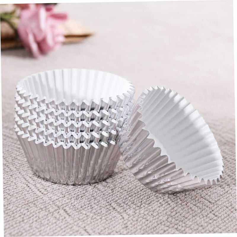 Thickened Foil Muffin Cups 200pcs Greaseproof Cupcake Liners Silver Rose Gold - Image 3