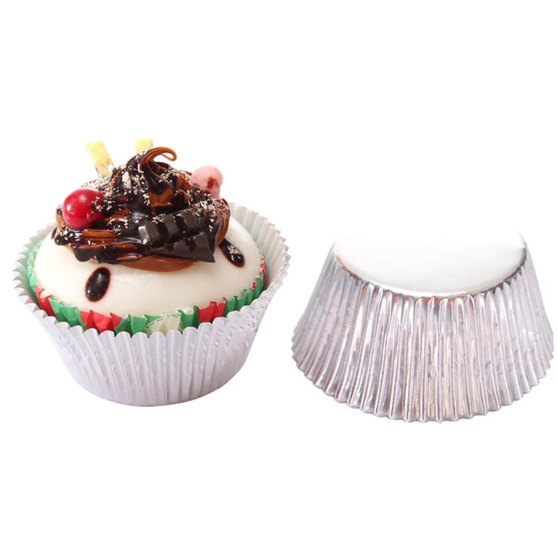 Thickened Foil Muffin Cups 200pcs Greaseproof Cupcake Liners Silver Rose Gold - Image 5