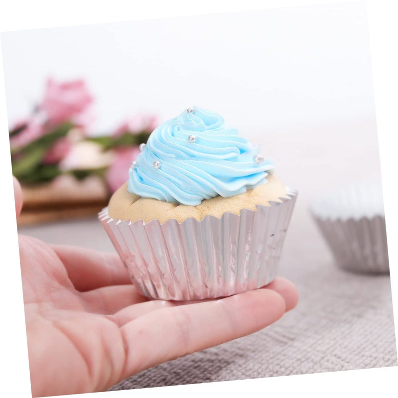 Thickened Foil Muffin Cups 200pcs Greaseproof Cupcake Liners Silver Rose Gold - Image 4