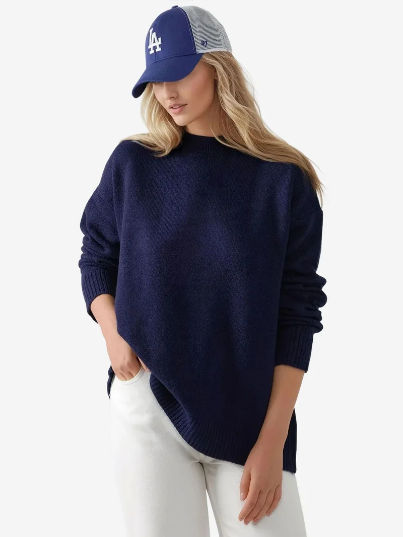 زوبعة كنزة صوفية مريحة بياقة دائرية