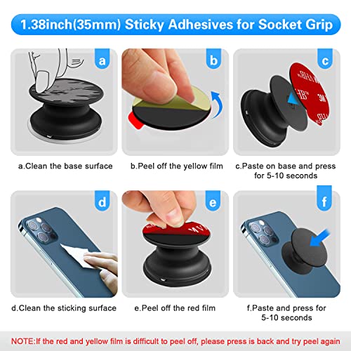 volport 3M Sticky Adhesive Replacement Parts for Pops Socket Base, 6pcs 1.38 Circle Double Sided Tape for Collapsible Grip Stand's Back, 2pcs VHB Sticker Pads for Car Socket Mount & Cell Phone Magnetic Holder - Image 4