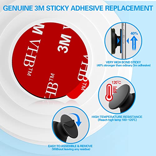 volport 3M Sticky Adhesive Replacement Parts for Pops Socket Base, 6pcs 1.38 Circle Double Sided Tape for Collapsible Grip Stand's Back, 2pcs VHB Sticker Pads for Car Socket Mount & Cell Phone Magnetic Holder - Image 2