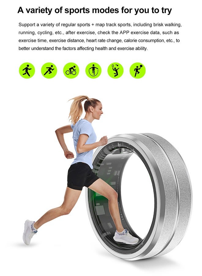 OLO Fitness Tracker Smart Ring for Men Women, Step Counter Heart Rate Oxygen Sleep Tracker Health Ring, Waterproof Long Battery Life Smart Rings Compatible with iOS & Android (Silver + Side Gold, 20.7mm) - Image 4