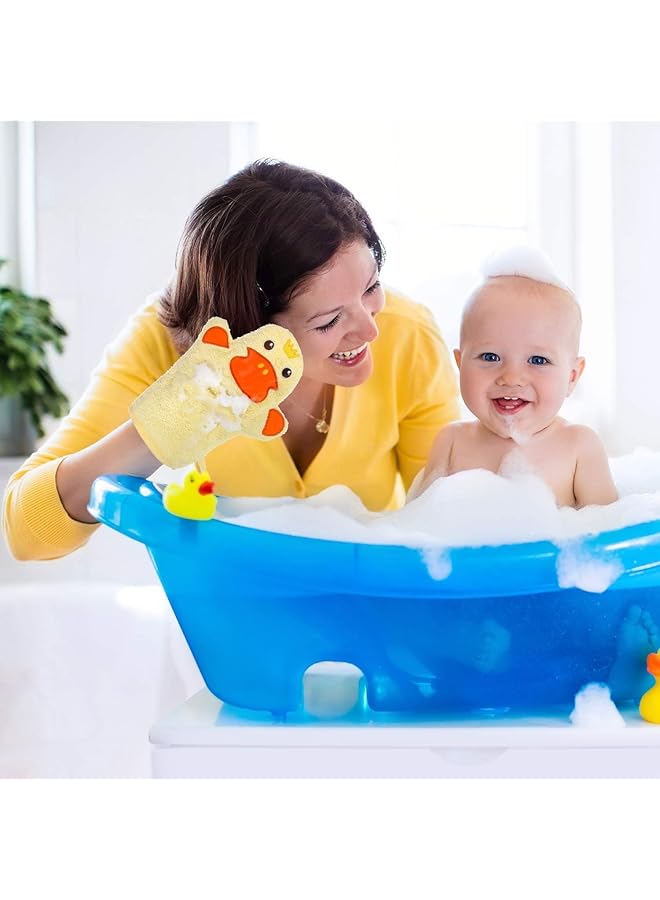 Tazweeq 4Pcs Baby Bath Mitt Washcloths Gloves Designed In Nice Cute Animal Style Yellow Duck Shark Panda Sheep Cotton Towel Gentle Scrub For Baby Toddler Kids Bath And Shower  - Image 3