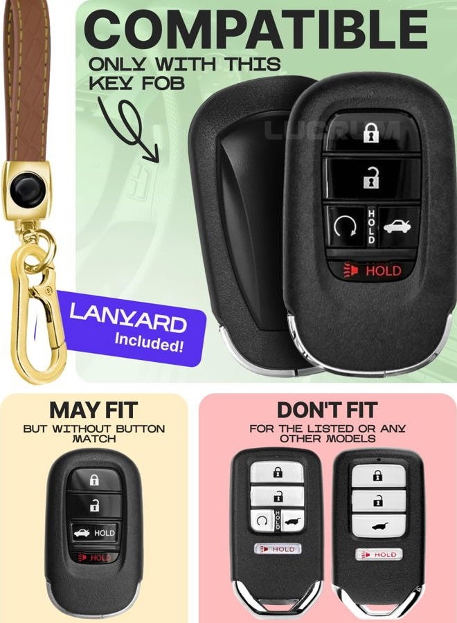 Lucrum Compatible with Honda Key Fob Cover & Leather Keychain - TPU Keyfob Case for Accord Civic CR-V SE LX HR-V Pilot (2022-2025) - Cow Vibe - Image 2