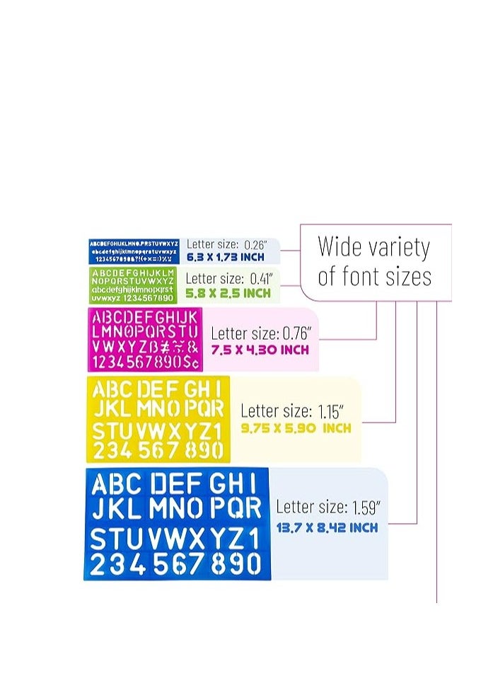 Generic - Alphabet Templates, Alphabet Stencils, Pack of 5, Letter Stencils, Template Letters, Stencils Letters and Numbers, Art Stencils, Drawing Tools, Drafting Supplies, Tracing Letters and Numbers - Image 1