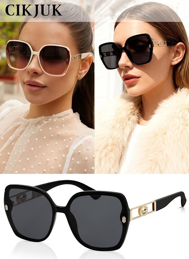 CIKJUK Trendy Sunglasses Women Men Butterfly Shape High-quality Metal Women's Sun Glasses Oversized Sun Glas UV400 Protection Shades Ladies Eyewear Black - Image 1