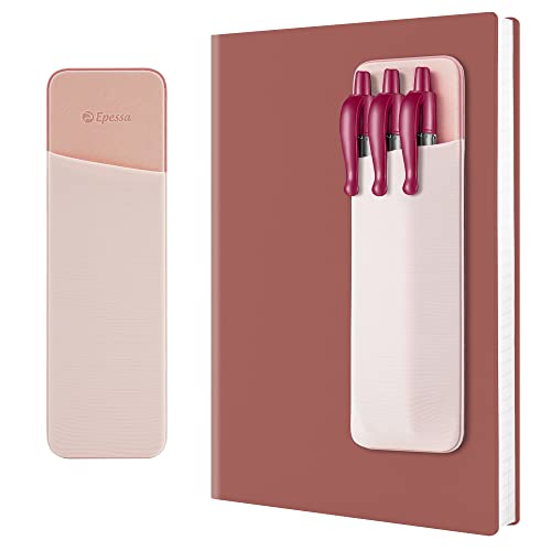 Epessa Stick-On Pen Holder for Notebook, Adhesive Pencil Sleeve Pouch for Hardcover Journals, Planners, Notebooks, Reusable Pen Pocket Organizer Easy to Remove (Pink) - Image 1
