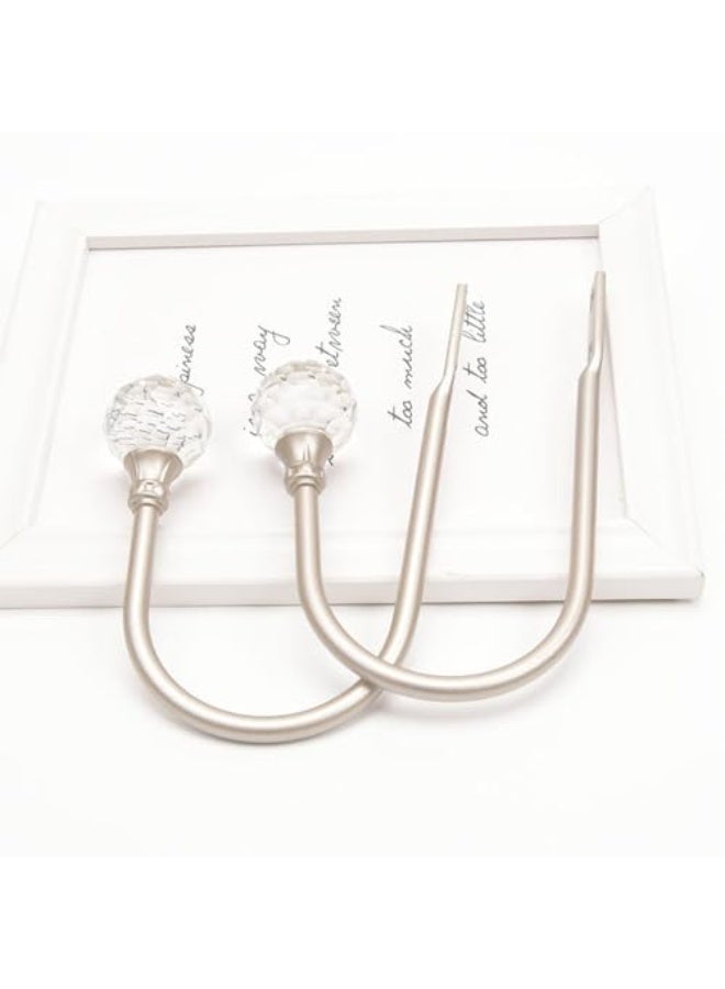 جيه زد اس مثبتات ستائر JZS، مثبتات ستائر جدارية مع كرة كريستالية شفافة، حامل ستائر معدني متين مزخرف للنوافذ، خطافات ستائر مع براغي، قطعتان، فضي عتيق - Image 1