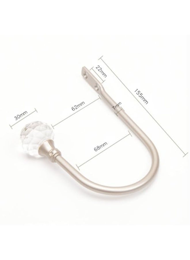 جيه زد اس مثبتات ستائر JZS، مثبتات ستائر جدارية مع كرة كريستالية شفافة، حامل ستائر معدني متين مزخرف للنوافذ، خطافات ستائر مع براغي، قطعتان، فضي عتيق - Image 2