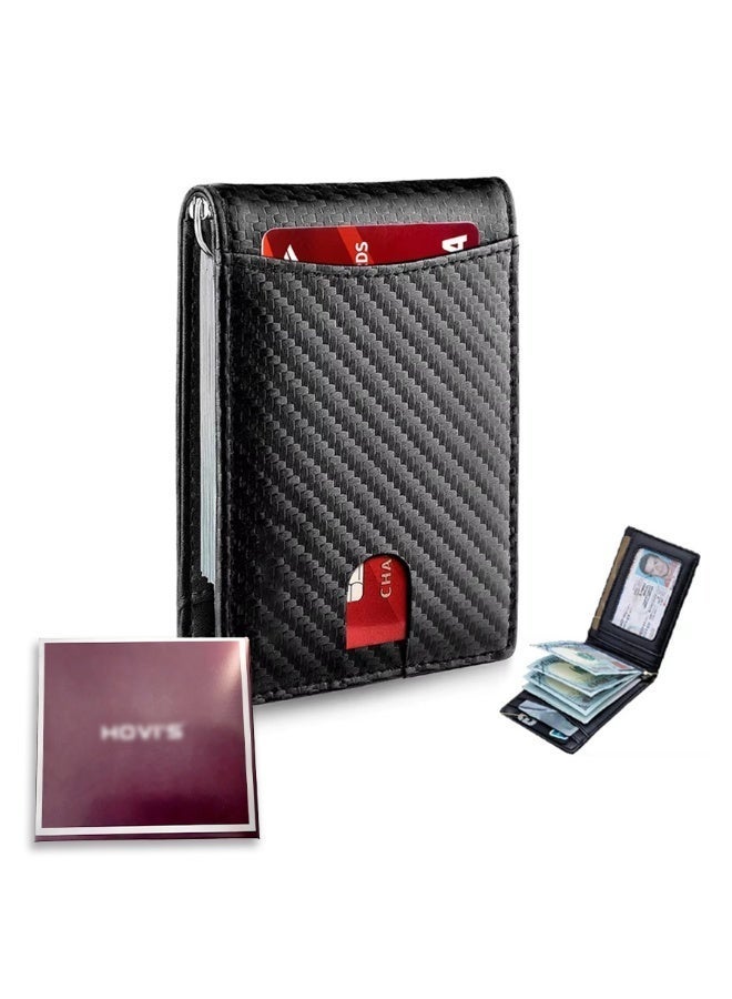 يورايز محفظة رجالي مصنوعة من جلد كاربون فايبر نحيفه للنقود والبطاقات محافظ رجالية, حامل بطاقة ائتمان بسيط - Image 1