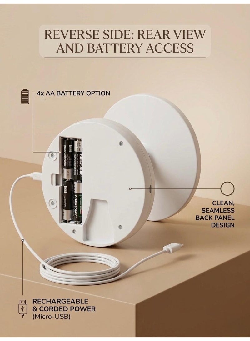 مرآة LED دوّارة مزدوجة الوجه، تكبير 1x و10x، متوافقة مع بطاريات AA / كابل Micro USB. - Image 3