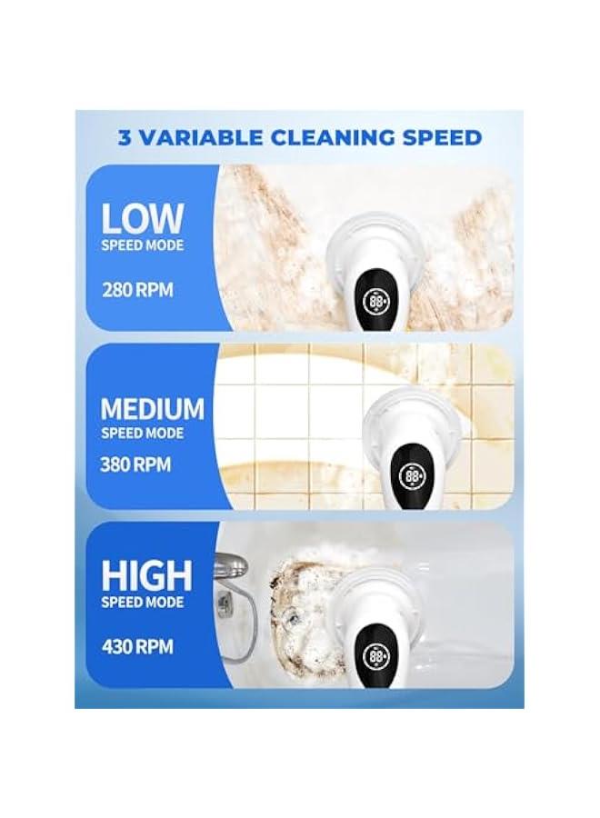 HOOKOR Electric Spin Scrubber Shower Scrubber with Long Handle for Cleaning Bathroom 9 Replaceable Cleaning Brush Heads Power Scrubber 3 Speed Modes Retractable Shower Brush for Bathtub Tile Floor - Image 2