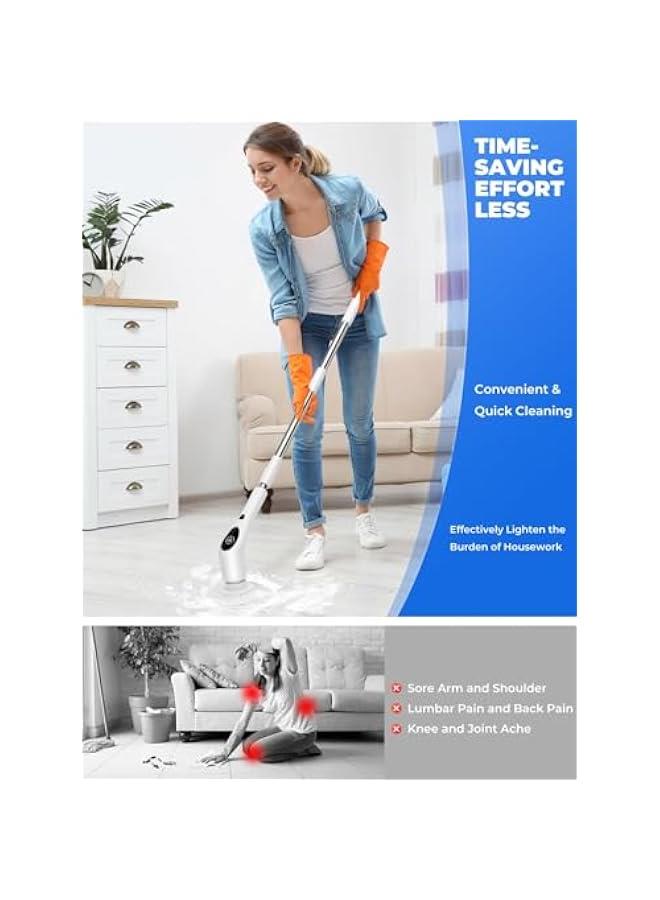 HOOKOR Electric Spin Scrubber Shower Scrubber with Long Handle for Cleaning Bathroom 9 Replaceable Cleaning Brush Heads Power Scrubber 3 Speed Modes Retractable Shower Brush for Bathtub Tile Floor - Image 4