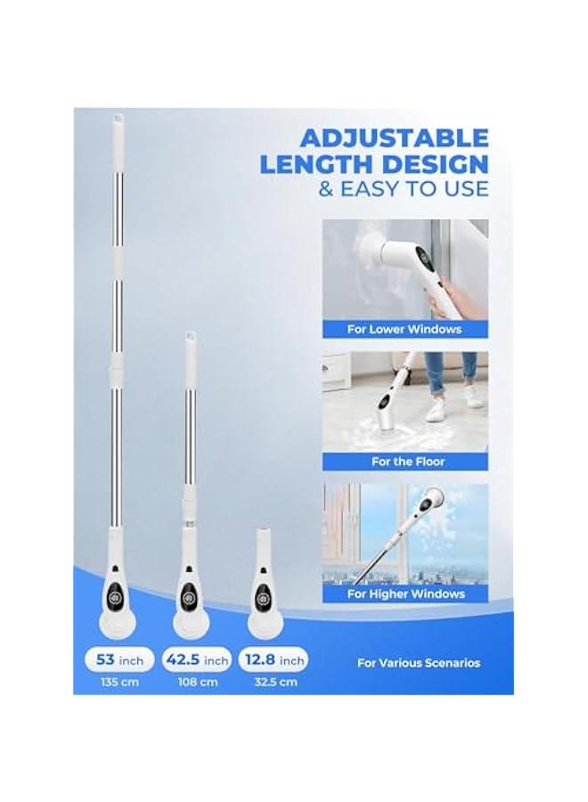 HOOKOR Electric Spin Scrubber Shower Scrubber with Long Handle for Cleaning Bathroom 9 Replaceable Cleaning Brush Heads Power Scrubber 3 Speed Modes Retractable Shower Brush for Bathtub Tile Floor - Image 5