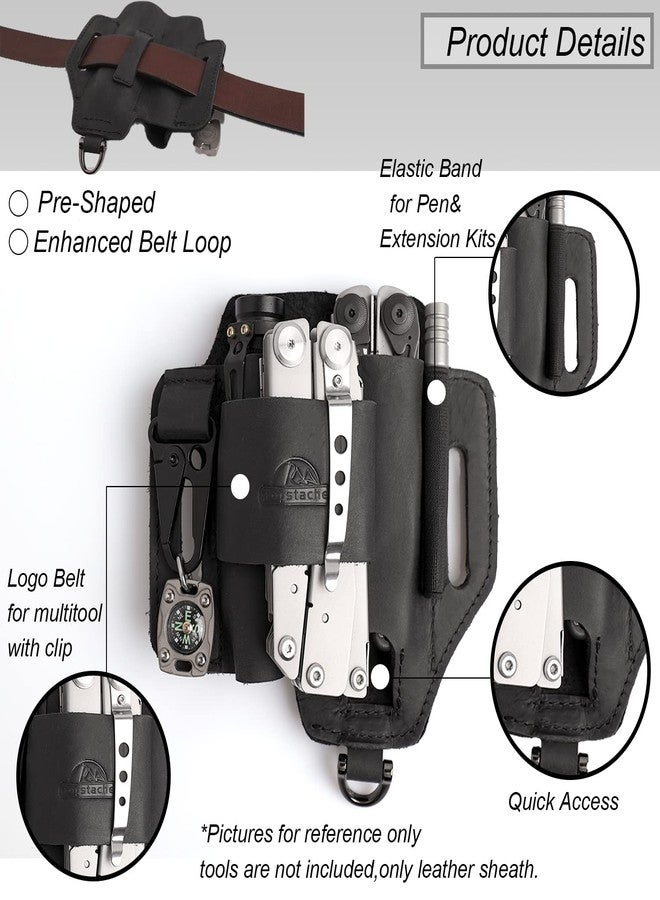 Topstache Edc Multitool Sheath For Belt,Leather Belt Pouch Work And Daily Use,Gifts Men,Secure Convenient Tool Organizer Flashlight Kits - Image 4