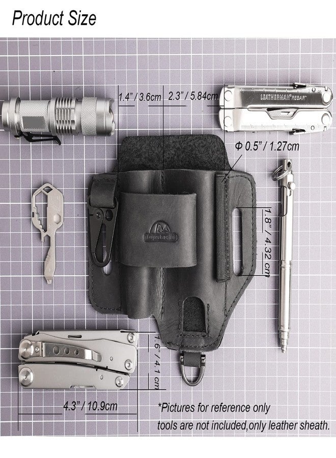 Topstache Edc Multitool Sheath For Belt,Leather Belt Pouch Work And Daily Use,Gifts Men,Secure Convenient Tool Organizer Flashlight Kits - Image 5