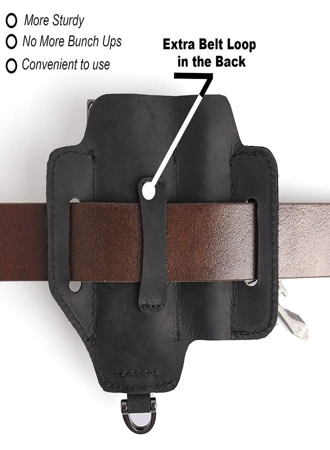 Topstache Edc Multitool Sheath For Belt,Leather Belt Pouch Work And Daily Use,Gifts Men,Secure Convenient Tool Organizer Flashlight Kits - Image 3