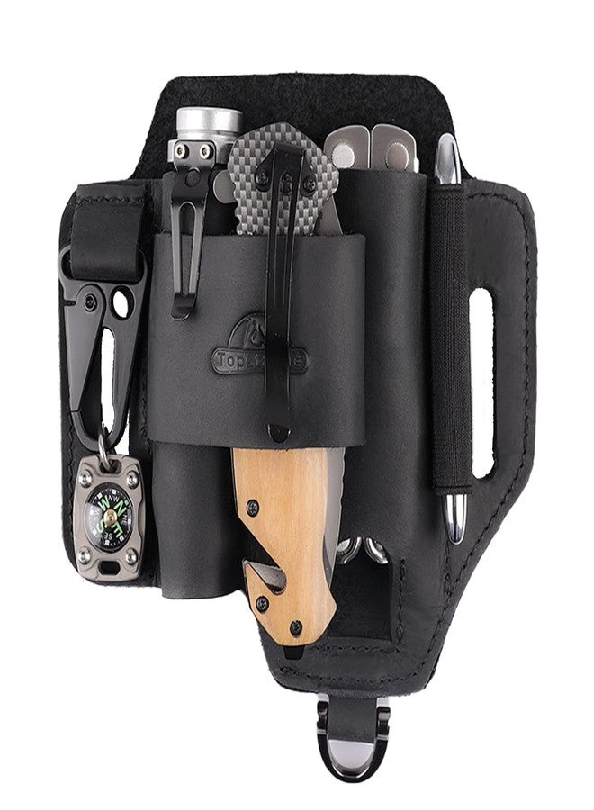 Topstache Edc Multitool Sheath For Belt,Leather Belt Pouch Work And Daily Use,Gifts Men,Secure Convenient Tool Organizer Flashlight Kits - Image 1