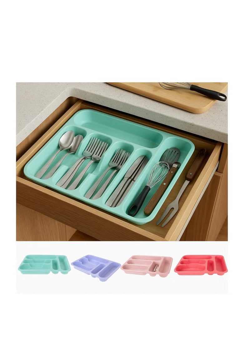 فافيلا منظم درج المطبخ وحامل أدوات المائدة – لتخزين وتنظيم أدوات المطبخ والملاعق والشوك – مقاوم للانزلاق وسهل التنظيف – ألوان متعددة - Image 5