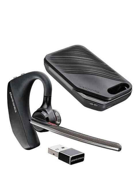 Poly Voyager 5200 UC USB-A Headset, Bluetooth 5.0, 4-Mic Noise Cancelling, WindSmart Technology, HD Voice, Smart Sensors, Voice Assistant, Up to 7 Hours Talk Time, Omnidirectional Mic, Compatible with Windows, macOS, Android & iOS, Includes BT600 USB Adapter, Rechargeable Li-ion Battery, Black | 7K2E1AA