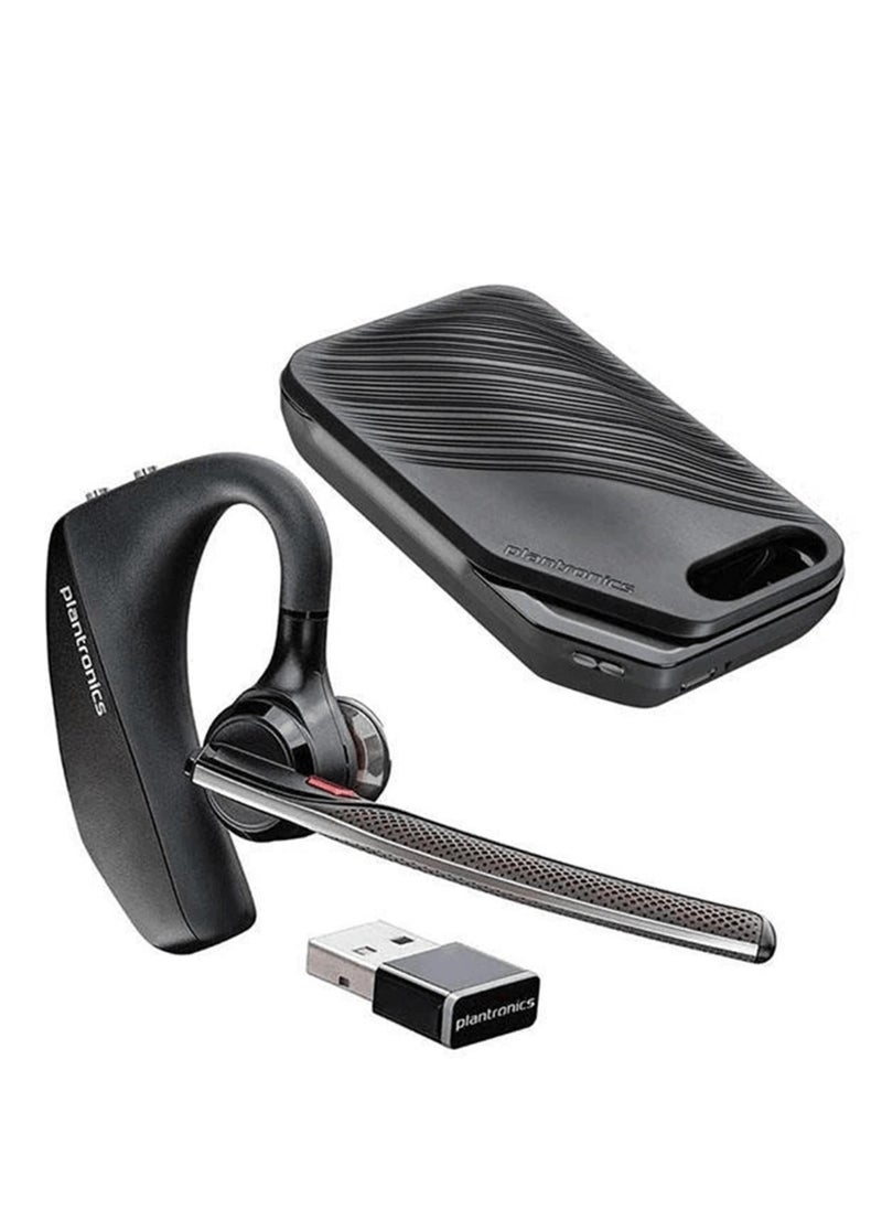 Poly Voyager 5200 UC USB-A Headset, Bluetooth 5.0, 4-Mic Noise Cancelling, WindSmart Technology, HD Voice, Smart Sensors, Voice Assistant, Up to 7 Hours Talk Time, Omnidirectional Mic, Compatible with Windows, macOS, Android & iOS, Includes BT600 USB Adapter, Rechargeable Li-ion Battery, Black | 7K2E1AA