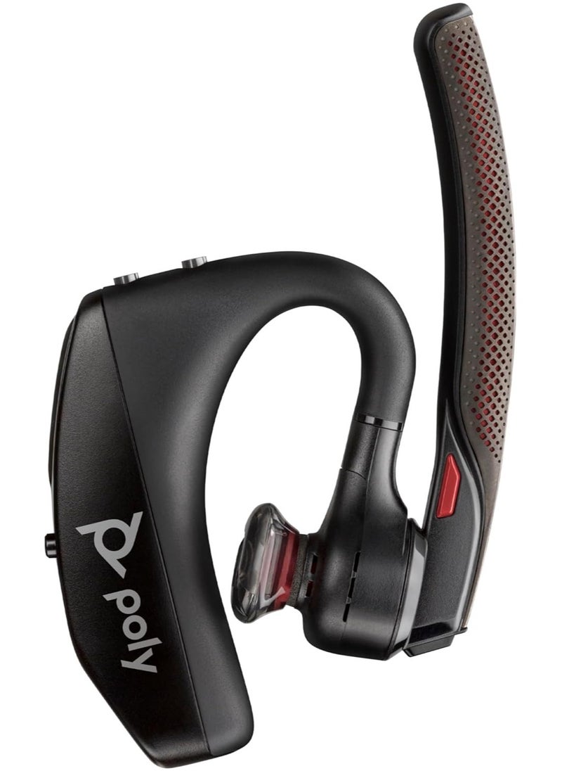Poly Voyager 5200 UC USB-A Headset, Bluetooth 5.0, 4-Mic Noise Cancelling, WindSmart Technology, HD Voice, Smart Sensors, Voice Assistant, Up to 7 Hours Talk Time, Omnidirectional Mic, Compatible with Windows, macOS, Android & iOS, Includes BT600 USB Adapter, Rechargeable Li-ion Battery, Black | 7K2E1AA