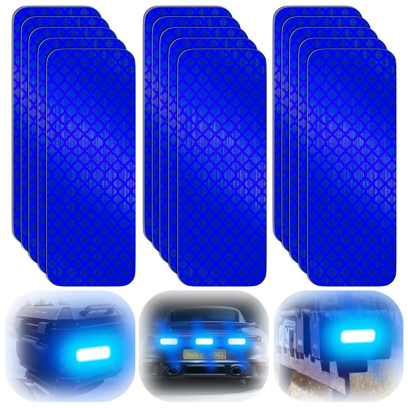 PHIXBEAR 20 Pcs Super Reflection Reflective Stickers, Blue, Safety Reflective Tape for Car, Bike, Mailbox, Helmet, Outdoor, Waterproof, 3.15" X 1.18" - Image 1