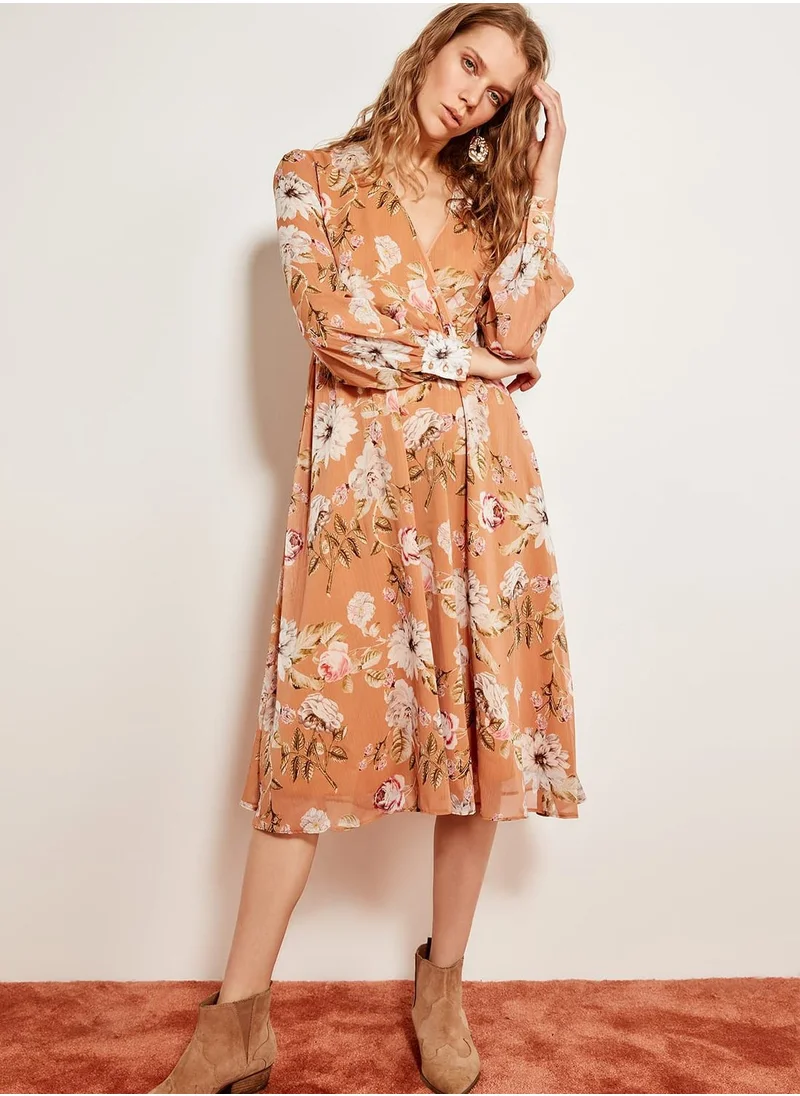 trendyol Floral Print Long Sleeve Dress