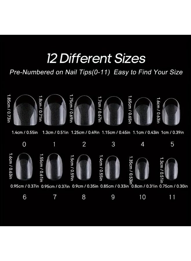 Rozino 240pcs Boxed Short Round Head False Nail Tips, Transparent Oval, Glossy Finish for Manicures - Image 3