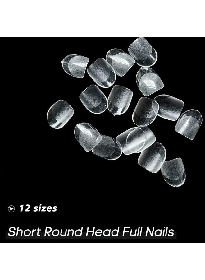 Rozino 240pcs Boxed Short Round Head False Nail Tips, Transparent Oval, Glossy Finish for Manicures - Image 2