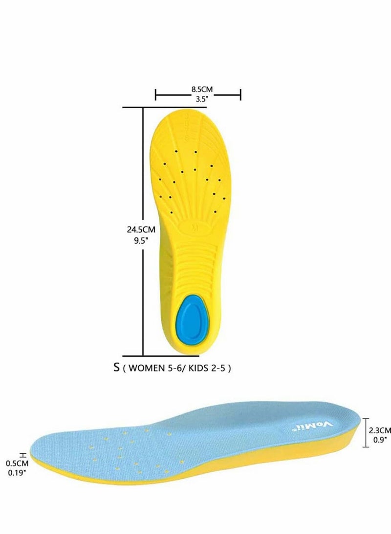 Y&D Memory Foam Insoles, PU Orthotic Sport Comfortable Breathable, Shock Absorption and Relieve Foot Pain, Plantar Fasciitis Arch Support Insoles (Kids 34-38/ Women 35.5-36.5)  - Image 2