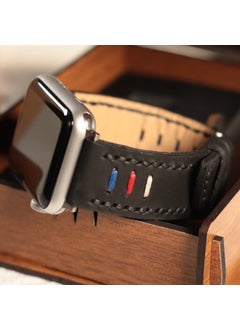 Vagave Apple Watch Black Leather Band 42MM 44MM 45MM 49MM 3 / 4 / 5 / 6 / Se / 7 / 8 / Ultra / Ultra 2 Leather Band Leather Strap  - Image 1