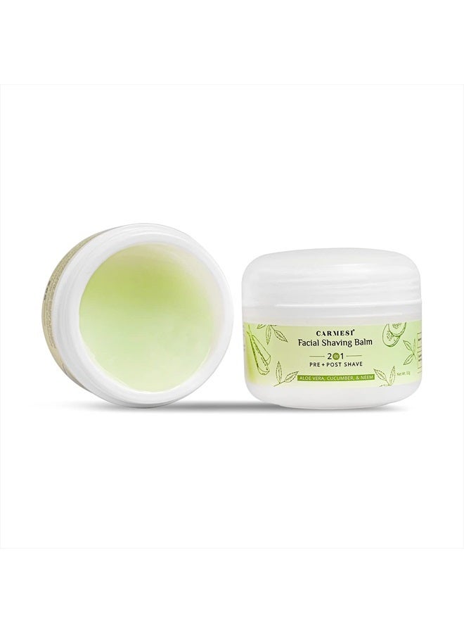 CARMESI Facial Shaving Balm for Women | 2-in-1 (Pre + Post-Shave) | Aloe Vera, Cucumber, Neem | No Alcohol | 50g - Image 1