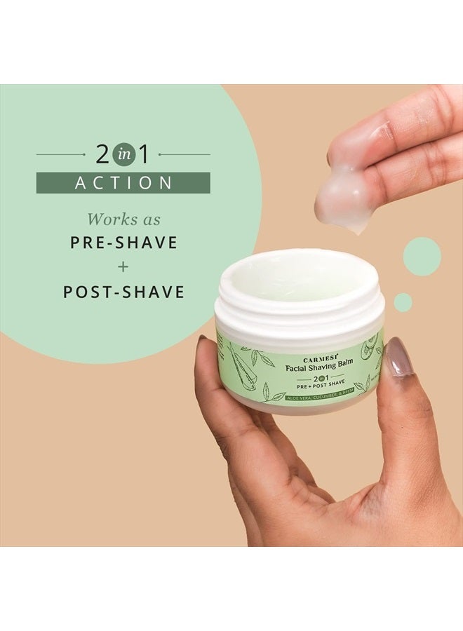 CARMESI Facial Shaving Balm for Women | 2-in-1 (Pre + Post-Shave) | Aloe Vera, Cucumber, Neem | No Alcohol | 50g - Image 2