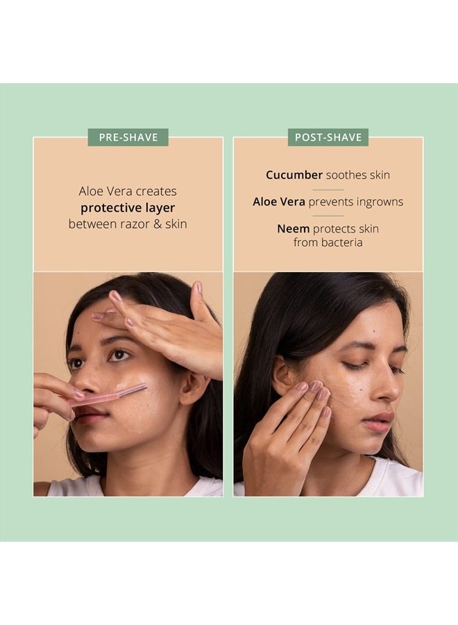 CARMESI Facial Shaving Balm for Women | 2-in-1 (Pre + Post-Shave) | Aloe Vera, Cucumber, Neem | No Alcohol | 50g - Image 3