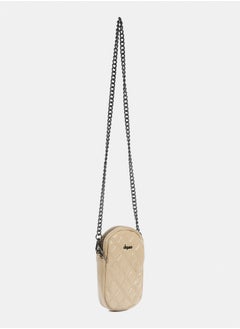 DejaVu Shiny Quilted Cross Body Bag - Vanilla Beige  - Image 2