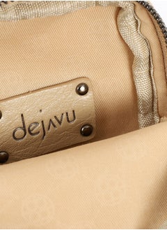 DejaVu Shiny Quilted Cross Body Bag - Vanilla Beige  - Image 5