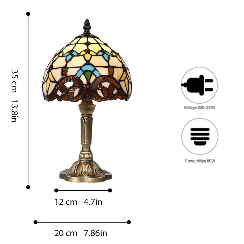 Artpad Tiffany Style Table Lamp, Handcrafted Stained Glass Lampshade Night Bedside Lamp, Living Room, Bar Mediterranean Table Decoration Light with Plug - Image 2