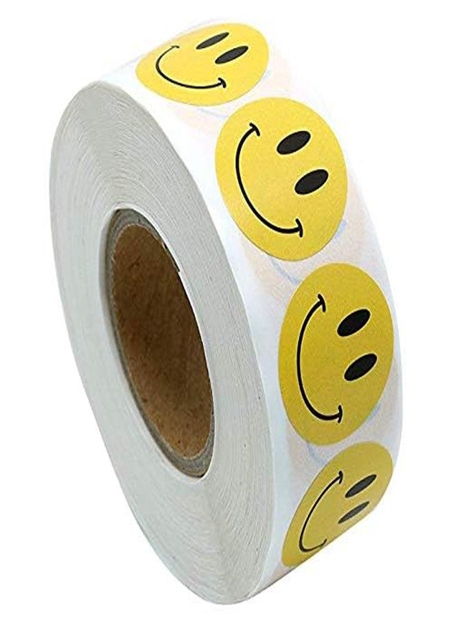 DHAVAL Rolls of 1000 Yellow Smiley Face Stickers - 1 Inch Round Waterproof & Adhesive Labels for Classroom Behavior Charts, Gift Wrapping, Party Decorations, and Student Rewards (Pack of 1) - Image 1