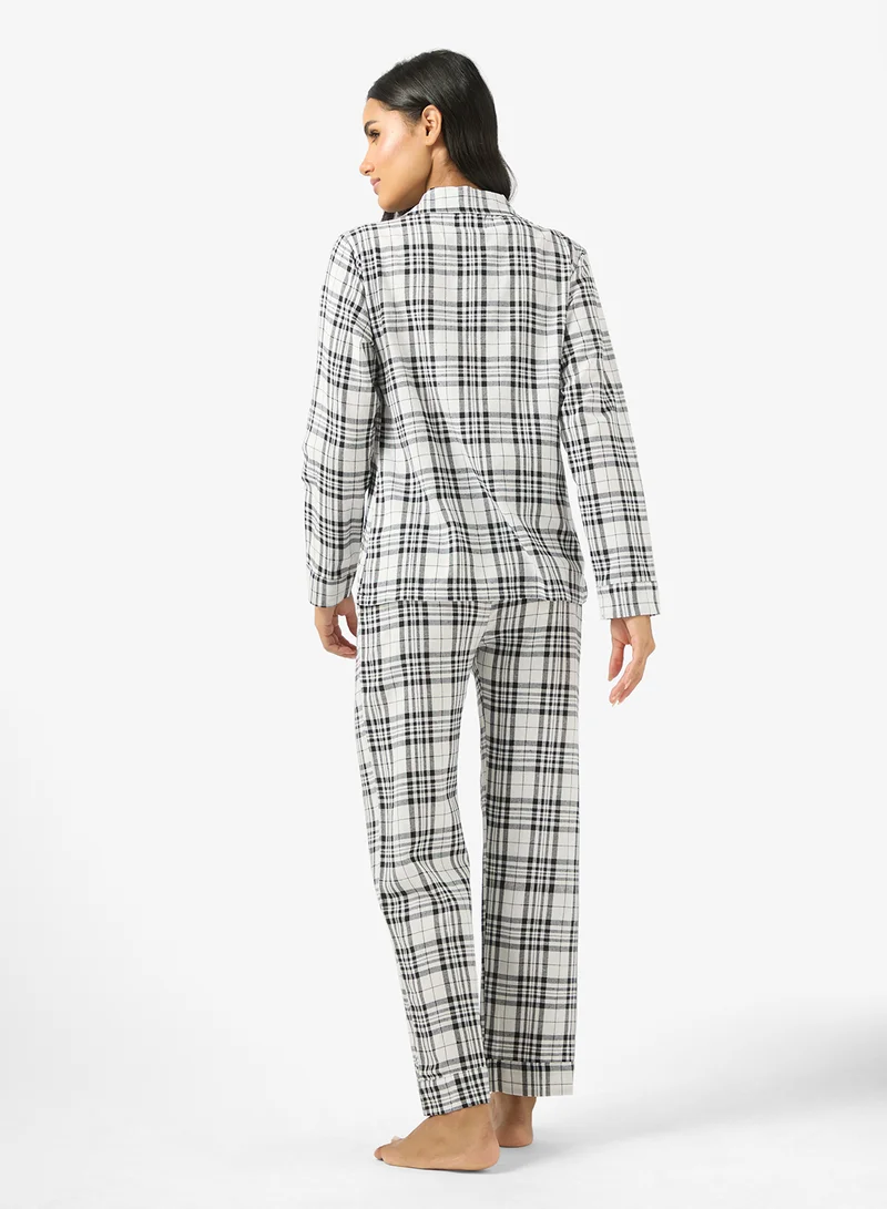 Ginger Cotton Plaid Relaxed Fit Shirt & Pyjama Set