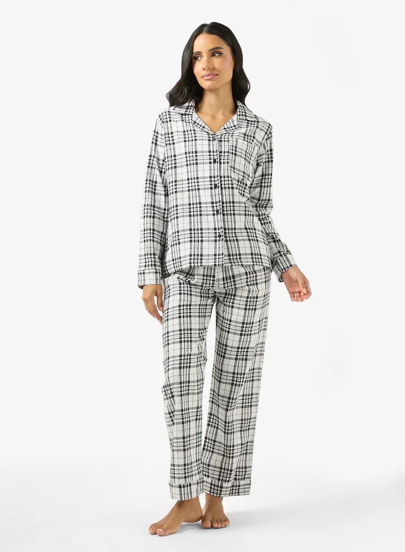 Ginger Cotton Plaid Relaxed Fit Shirt & Pyjama Set