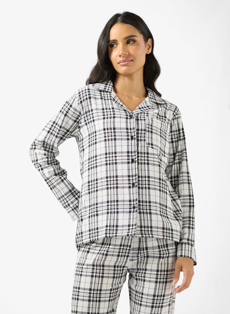 Ginger Cotton Plaid Relaxed Fit Shirt & Pyjama Set - Image 3