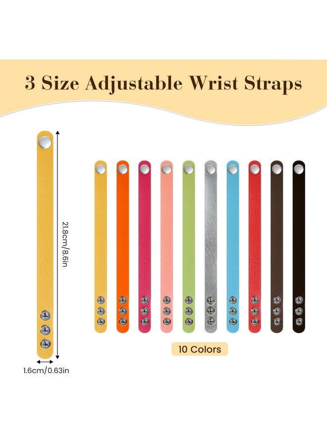 TXIN 20 Pieces Faux Leather Snap Bracelets Blank Colorful Adjustable Plain PU Leather Wristband for DIY Jewelry Making Women Men Cuff Wrist Crafts (10 Colors) - Image 2