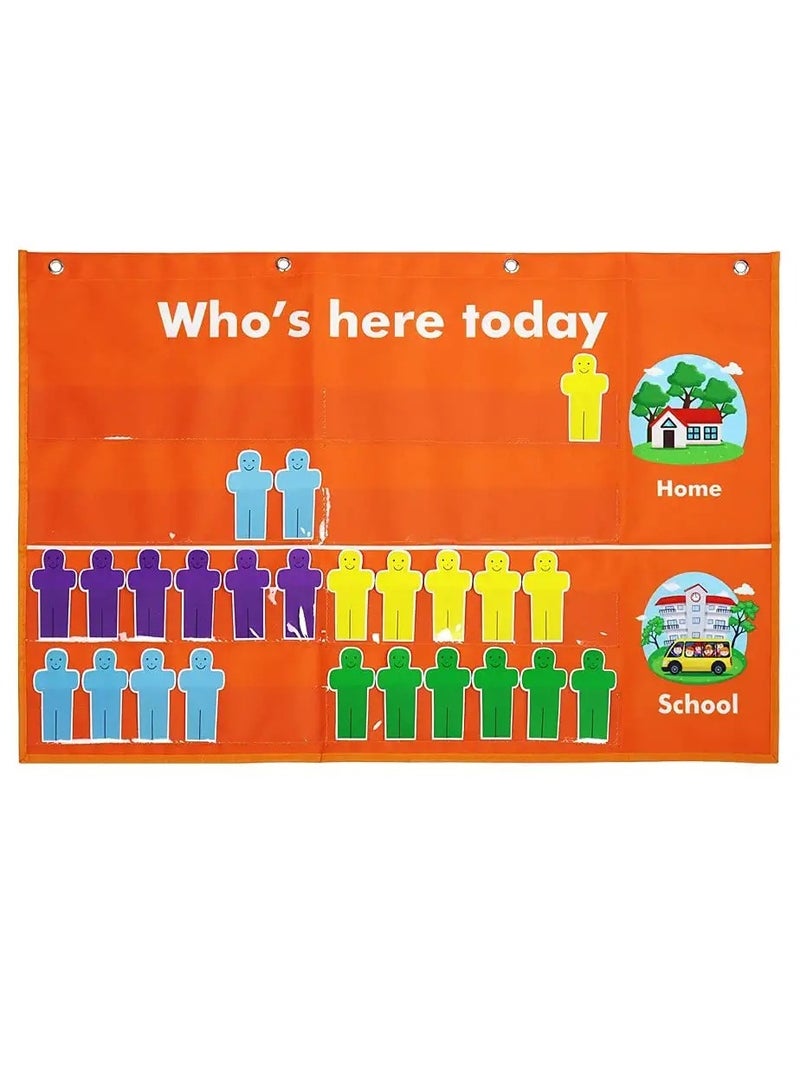 Classroom Attendance Chart Helping Hands Pocket Chart,durable Classroom Management Pocket Chart for Classroom,homeschool, Classroom Calendar, Preschool Classroom Must Haves - Image 1