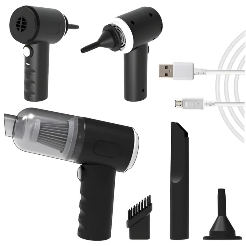 COVERLY 3in1 Vacuum Cleaner USB Rechargeable Wireless Handheld Mini Car VaccumCleaners for Travelling Camping Reusable Portable with Charging Cable 3 Attachments - Image 2