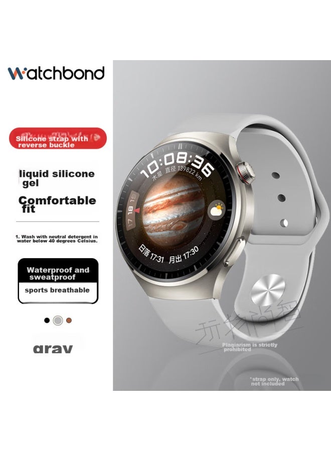 Watchbond Compatible With Huawei Watch 4 Pro Strap, Gt5/4/3/2 Reverse Buckle Silicone Watchband, Watch 4/3 Smart Sports Watch Chain For Men And Women, Buds Summer Accessories - Image 1