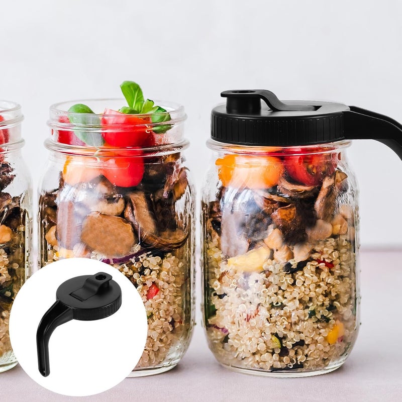 غطاء جرة واسع الفوهة من DOITOOL مع مقبض وصبّ، غطاء حشية أسود للمشروبات الباردة وأكسسوارات جرة الشاي، مناسب للاستخدام في المطبخ والمشروبات - Image 4